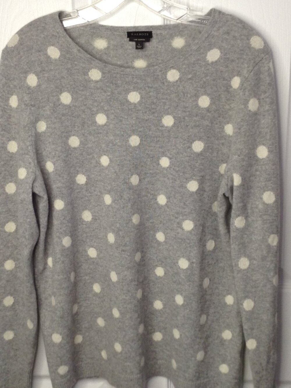 Talbot Pure Cashmere "L" Long Sleeved Polka Dot Sweater Luxurious Quality Soft